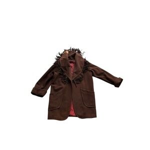 Vtg Women's Spiegel Sz 14 Brown Fringed Coat USA UNION MADE Western Look Pockets